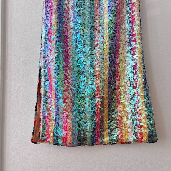 Anthropologie Maeve Rainbow Sequined Midi Skirt - Picture 6 of 9